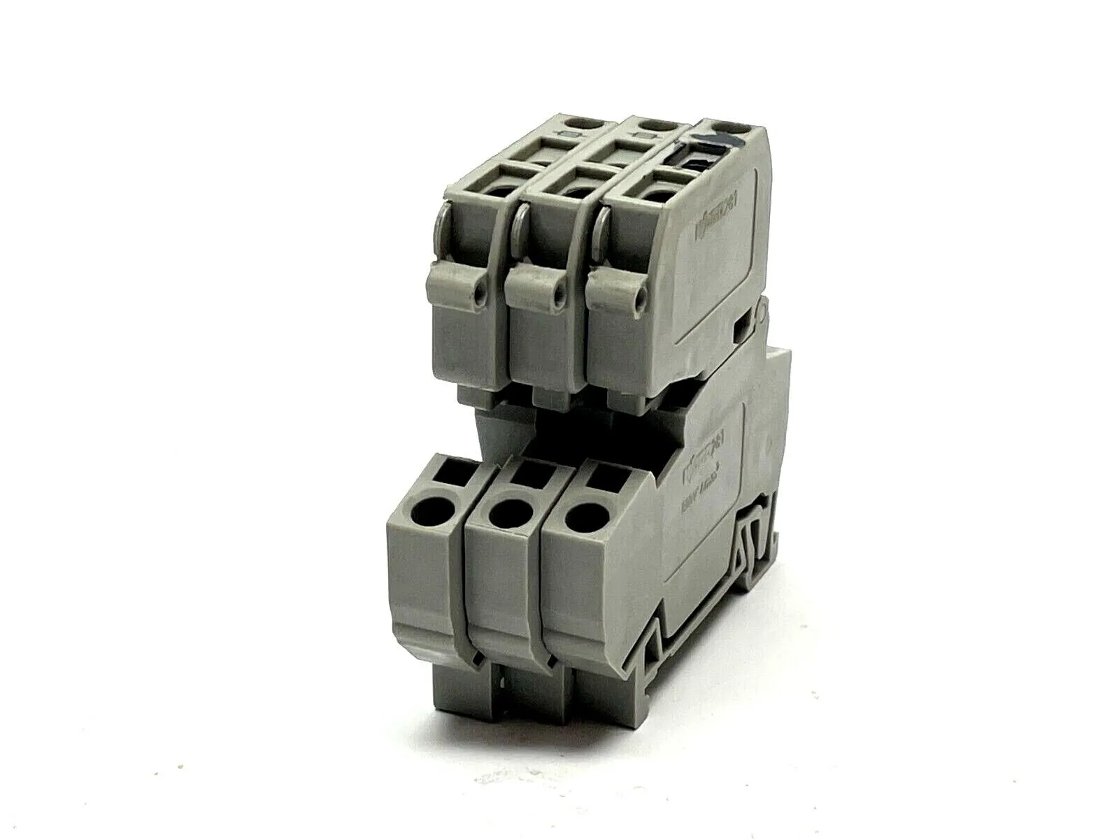 281-611 | Wago  Two-Conductor Fuse Terminal Block w/ Pivoting Fuse Holder LOT OF 3 - Used