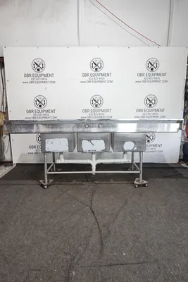 104” HEAVY DUTY THREE COMPARTMENT WITH 2 DRAINBOARD STAINLESS STEEL SINK (LOCAL PICK UP ONLY)