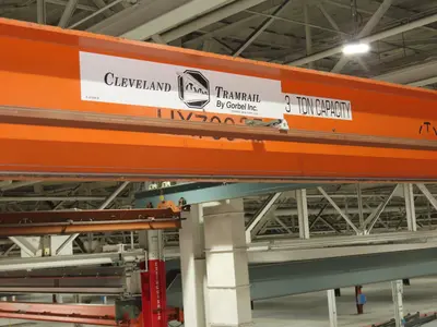 Cleveland Tramrail P&H 3 Ton Single Girder Underhung Bridge Crane 43' 8" Span