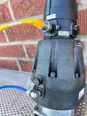 USED ITT PURE-FLO A216 DIAPHRAGM STAINLESS STEEL VALVE 2" W/ ASCO VALVE POSITIONER