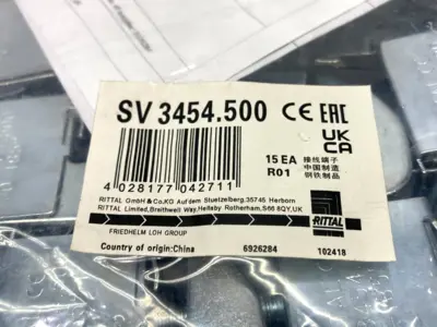 New | in-Stock Rittal Conductor Terminal, Carbon Steel, Zinc-Plated, PACK OF 15 Terminal Blocks Michigan US | Maverick Industrial Sales #1473998