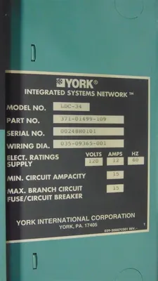 York 371-01499-109 Millennium Chiller Direct Digital Control Center LDC-34 Used