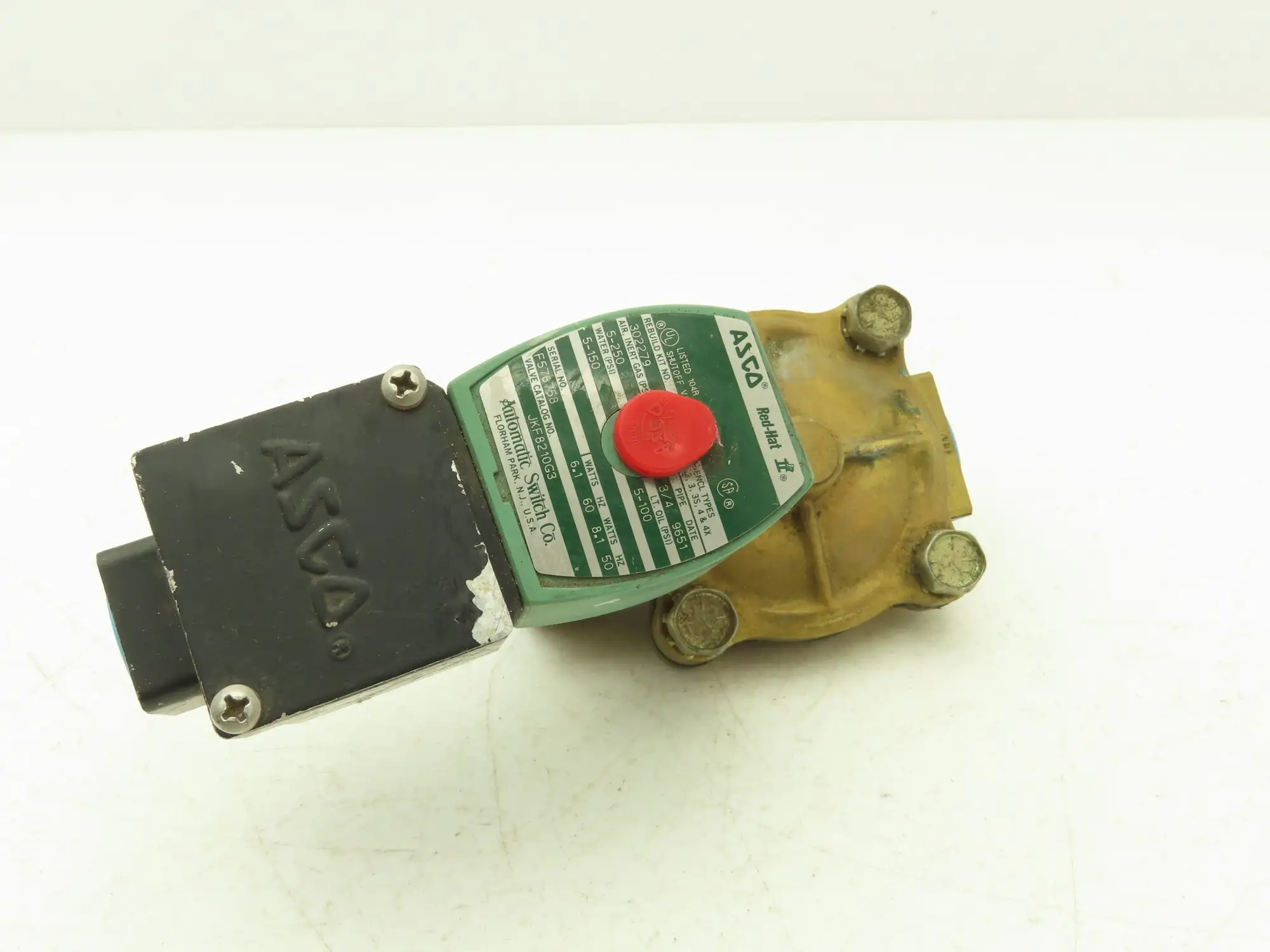 Asco JKF8210G3 Brass Solenoid Valve  3/4" N/C 5-250 AIR 5-150 w Jun Box