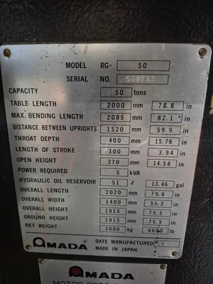 2000 AMADA RG-50 Press Brakes | Shelby Machinery LLC (2)