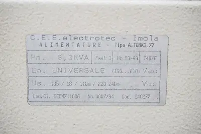 ELECTROTEC 45 KVA 3-PHASE (480 TO 240 VOLT) TRANSFORMER