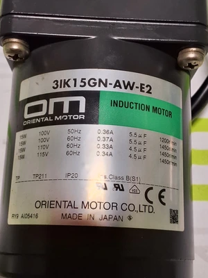 ORIENTAL MOTOR 31K15GN-AW-E2 INDUCTION MOTOR WITH D3409-132 1:10 GEAR HEAD
