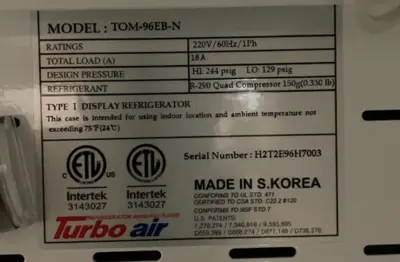 USED 2022 Turbo Air TOM-96EB-N