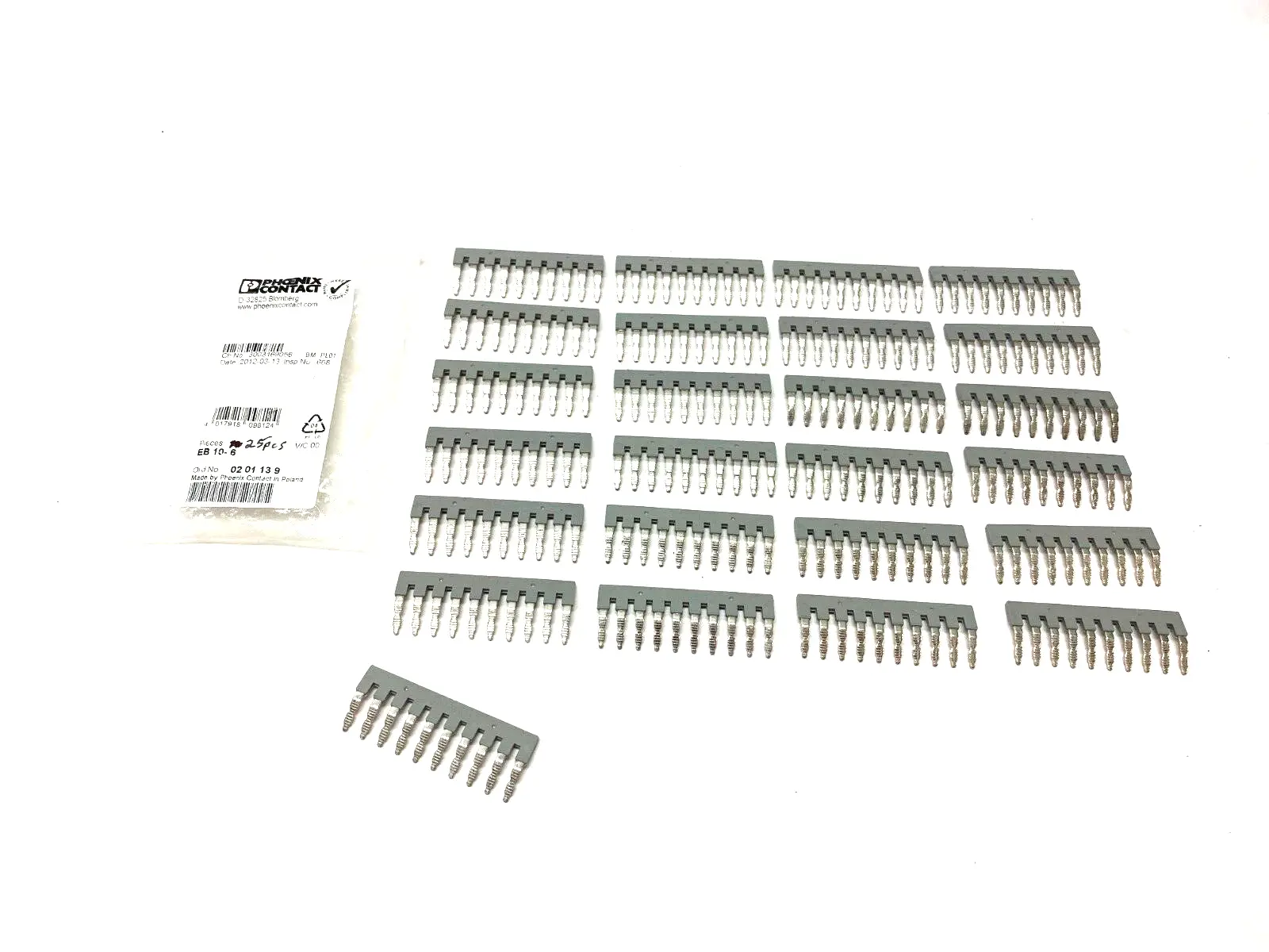 EB 10-8,0201139 | Phoenix Contact EB 10-8 Gray Insertion Jumper Bridge 0201139 PKG OF 25 - New Other