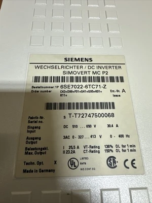 NEW Siemens 6SE7022-6TC71-Z