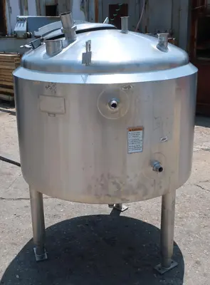 SPC9045  Tank 125 gallon vertical tank, Stainless Steel, 75 MAWP @350 F, -20 @ 75 PSIG jacket, dish