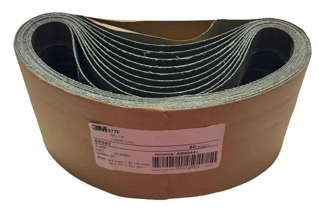 3M 577F 3/4" x 20-1/2" Sanding Belts 80 Grit Zirconia Alumina 50 Pack