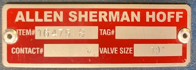 10" Allen Sherman Hoff Knife Gate Valve, New Storeroom Spare