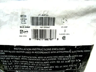 NEW LEVITON 161-26W47 WATERTIGHT PLUG 16126W47