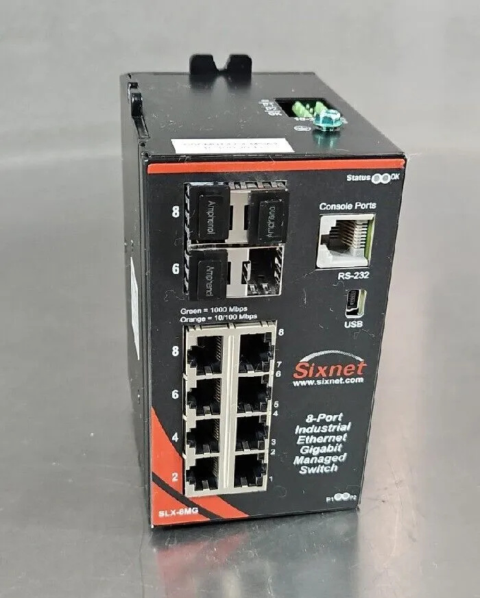 Sixnet SLX-8MG-1 Managed Industrial Ethernet Gigabit 8-Port Switch Loc 3D-3