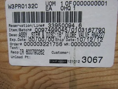Powell Globe Valve Stem & Disc Assembly 16" x 83" Length 3-1/2" Dia.