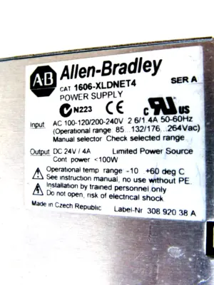 USED ALLEN BRADLEY 1606-XLDNET4 POWER SUPPLY SER. A 1606XLDNET4