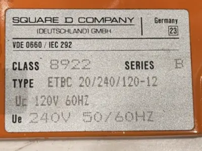 NEW SQUARE D 8922-ETBC20/240/120-12
