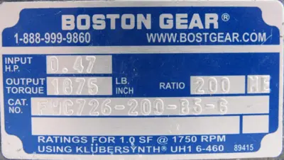 NEW BOSTON GEAR FWC726-200-B5-G GEAR REDUCER 200:1 FWC726200B5G