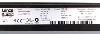 NEW LENZE 13471696 DRIVE INVERTER ESV751N01SXEXX1B43