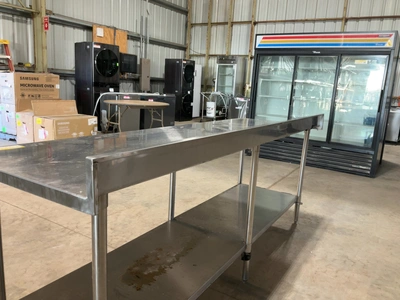 Used SAUBER SELECT PA7396 STAINLESS STEEL COMMERCIAL WORK TABLE 96” Food Prep Tables Michigan US | Miedema Asset Management Group #1580133