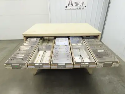 Modular Industrial Storage Cabinet 20 Drawer 61.5x38x34.5" Vintage 17x10" Trays