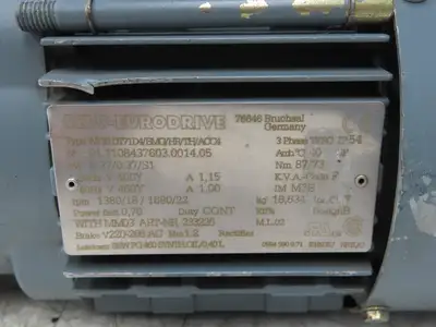 Sew Eurodrive WF30DT71D4/BMG/HR/TH/ACC4 Brake Gearmotor .37kw 22rpm 460V 3PH