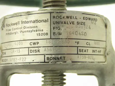 Rockwell Edward B36124 Univalve Globe Valve Y-Pattern 1/2"Socket Weld 1880psi