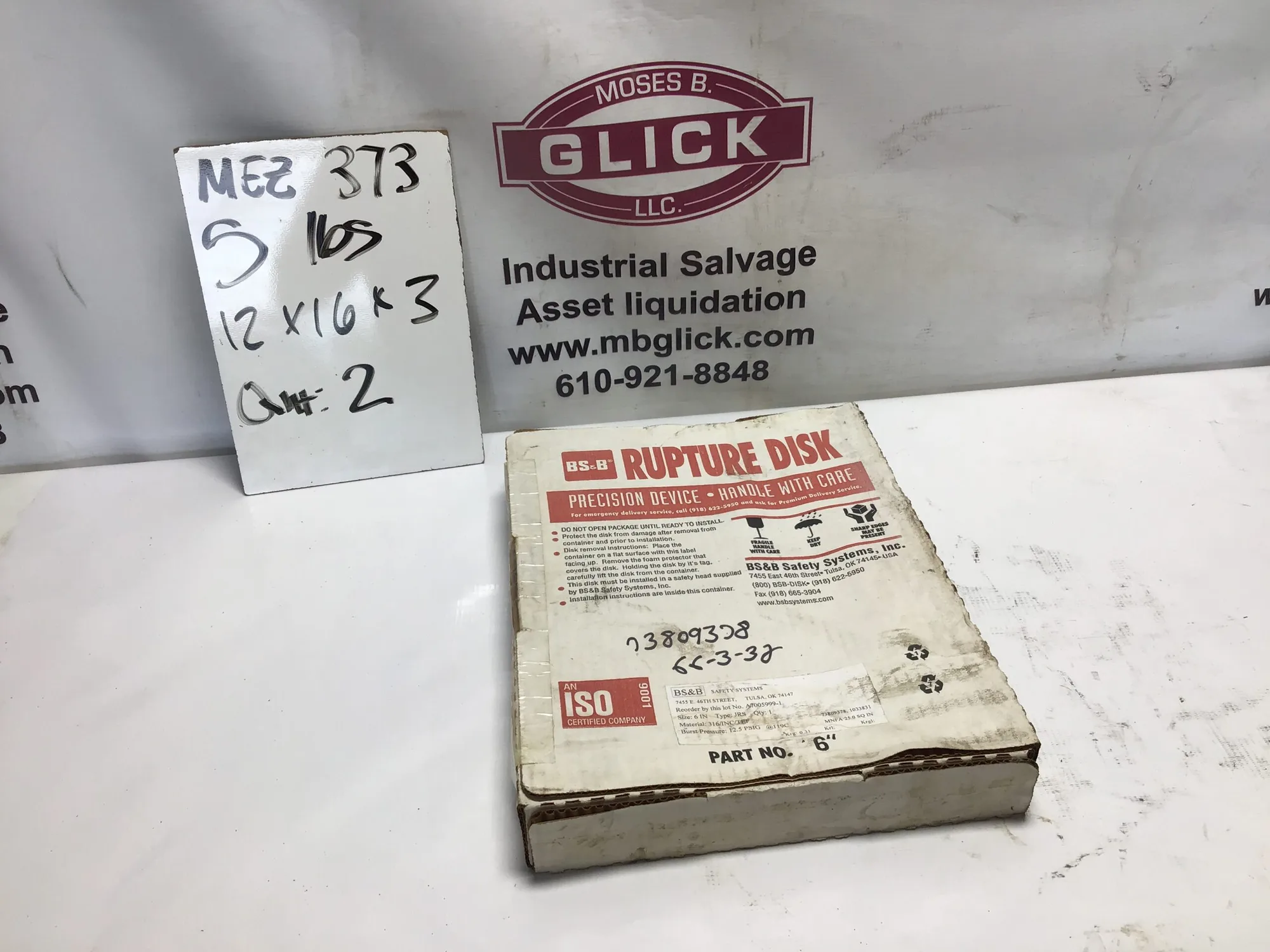 BS&B Safety Systems 6″ Rupture Disk Type: JRS 316/INC/TEF