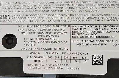 Used Siemens Siemens 3RV20211HA10 Circuit Breakers South Carolina US | Palmetto Automation #1150377