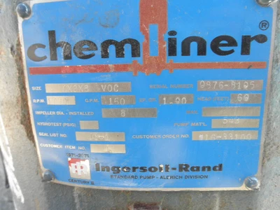 USED INGERSOLL RAND CHEMLINER 4X3X8 VOC