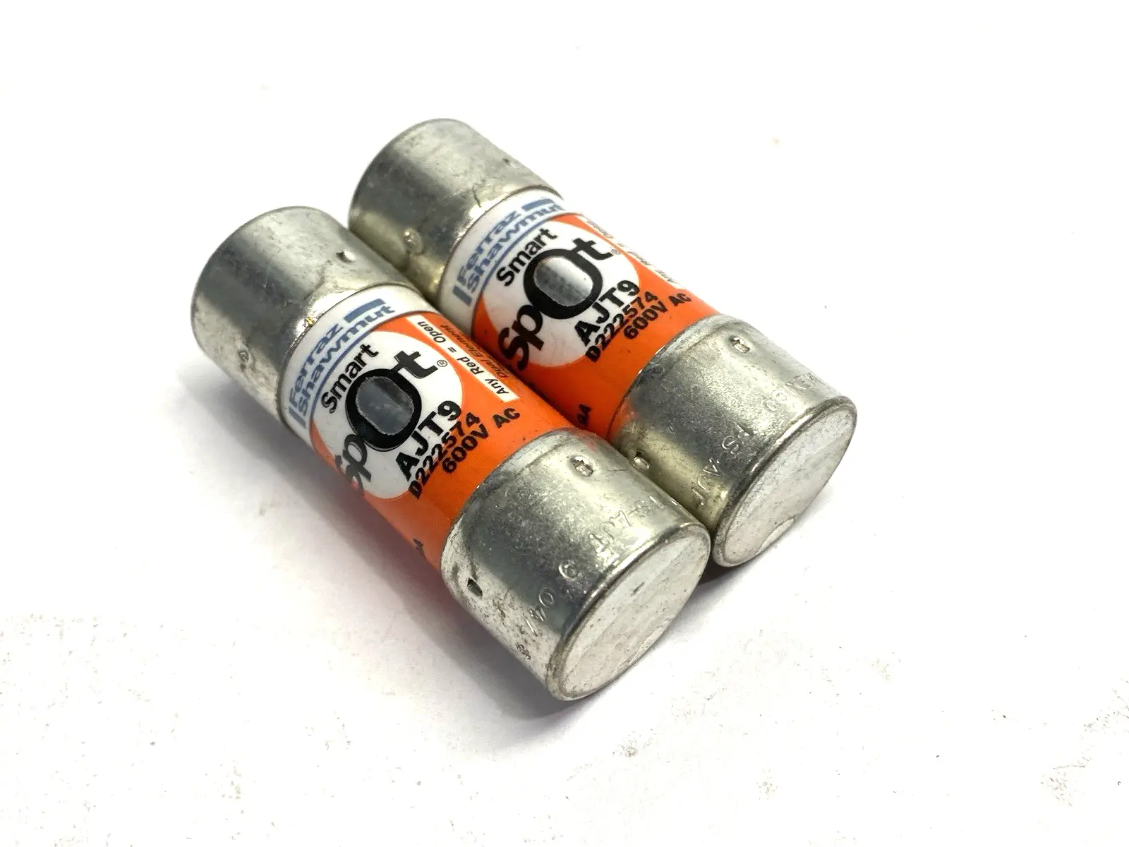 USED MERSEN AMP-TRAP SMART SPOT FUSE CLASS J 600VAC 9A LOT OF 2