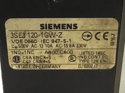 Used SIEMENS 3SE3 120-1GW-Z Relays & Switches Michigan US | Ideal Machinery #1299913
