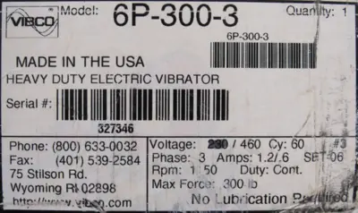NEW VIBCO 6P-300-3 INDUSTRIAL VIBRATOR 6P3003