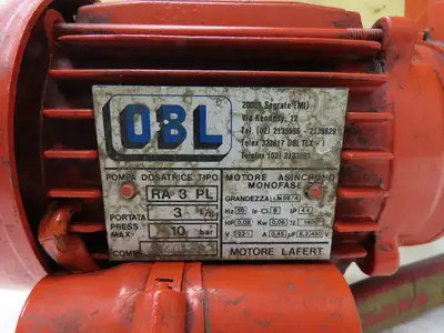 OBL RA3PL Metered Dosing Pump 3 L/H 10 bar 7.5 Gallon Tank 220V