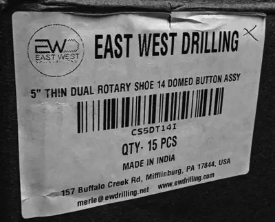 New | in-Stock AFTERMARKET 5" DUAL ROTARY SHOE - 7 DOMED BUTTONS ON FACE, 21 BUTTONS ON SHOULDER -THIN WALL Drilling Attachments Pennsylvania US | East West Machinery & Drilling #1418133