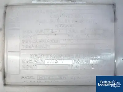 USED Mueller 200 Gal Mueller Reactor, S/S, 50/100#