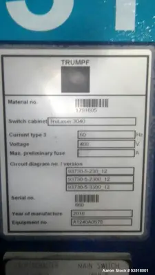 Used Trumpf Trulaser 3040 CO2 Laser – 4000W | 4000mm x 2000mm | LoadMaster Automation | Built 2016