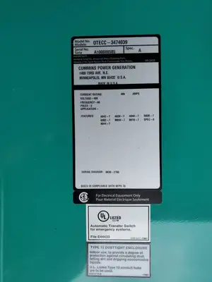 USED Cummins OTECC-3474039 Spec A PowerGeneration Control, 480V, 400A, 3 Phase