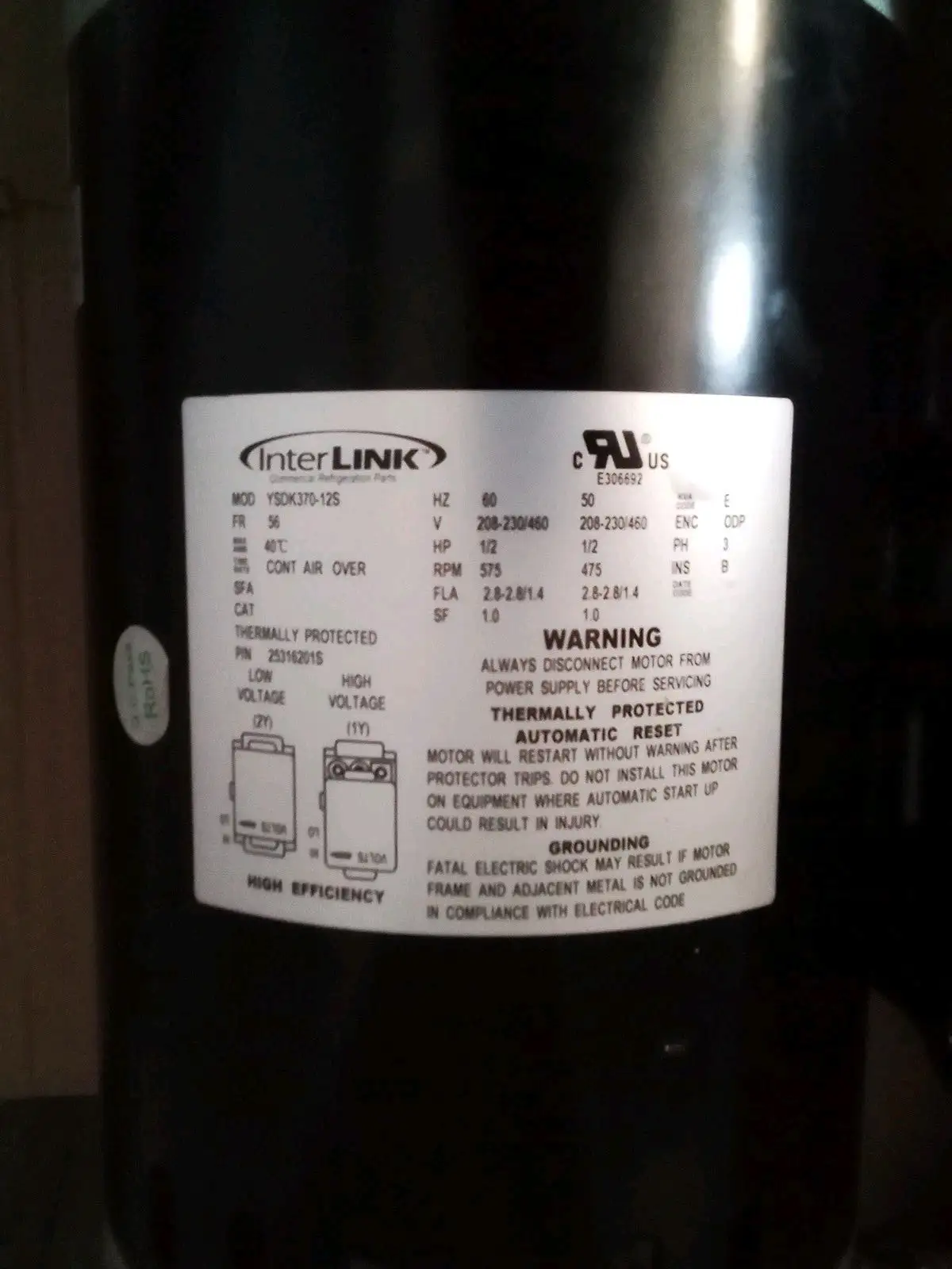 Used Heatcraft 25316201S Fan & Blower Parts US | Infinity wholesale & Supply LLC #1305855