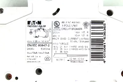 USED EATON FAZ-C20/1-NA-SP