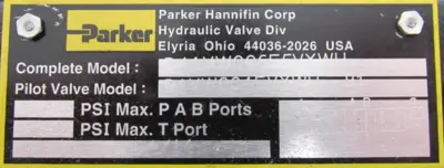 NEW PARKER D41VW006E5VYWH CONTROL VALVE D1VW004EVYWH 120V