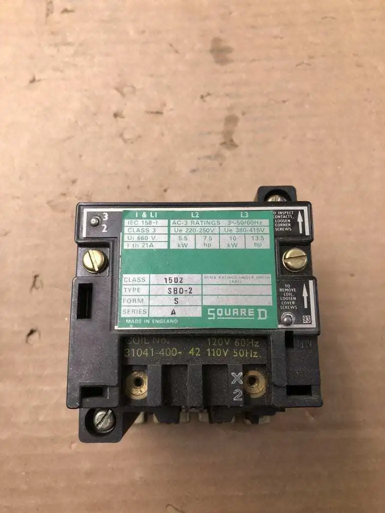 Square D SB0-2 NEMA Size 0 Contactor AC-3 3PH 50/60Hz 5.5/7.5/10/13.5HP