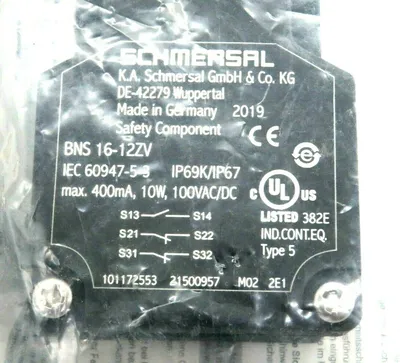 NEW SCHMERSAL BNS 16-12ZV SAFETY SENSOR 101172553 BNS1612ZV