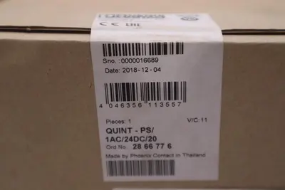 24V DIN Rail Power Supply - Phoenix Contact 2866776 - QUINT - PS/1AC/24DC/20 NEW