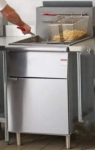 Natural Gas or Liquid Propane 70-100 lb. Stainless Steel Floor Fryer - 150,000 BTU