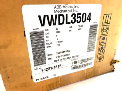 NEW ABB BALDOR RELIANCE WASHDOWN DUTY MOTOR 1-PH 1/2HP 1725RPM