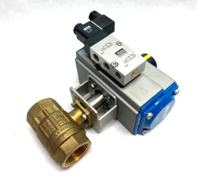 USED AIR-CON PNEUMATIC ACTUATOR W/ EX9 03 10 51337 001 BRASS BALL VALVE