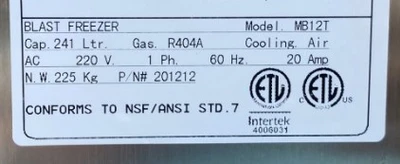 171-0061 241 Liter Self Contained Blast Chiller