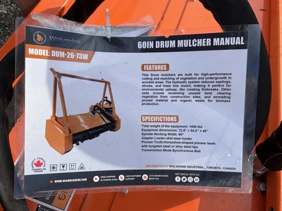 Used WOLVERINE DUM-26-73W 60” DRUM MULCHER Forestry Grinders Michigan US | Miedema Asset Management Group #1487939