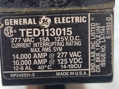 Used GENERAL ELECTRIC TED113015 Switchgears British Columbia CA | Lenmark #1438405